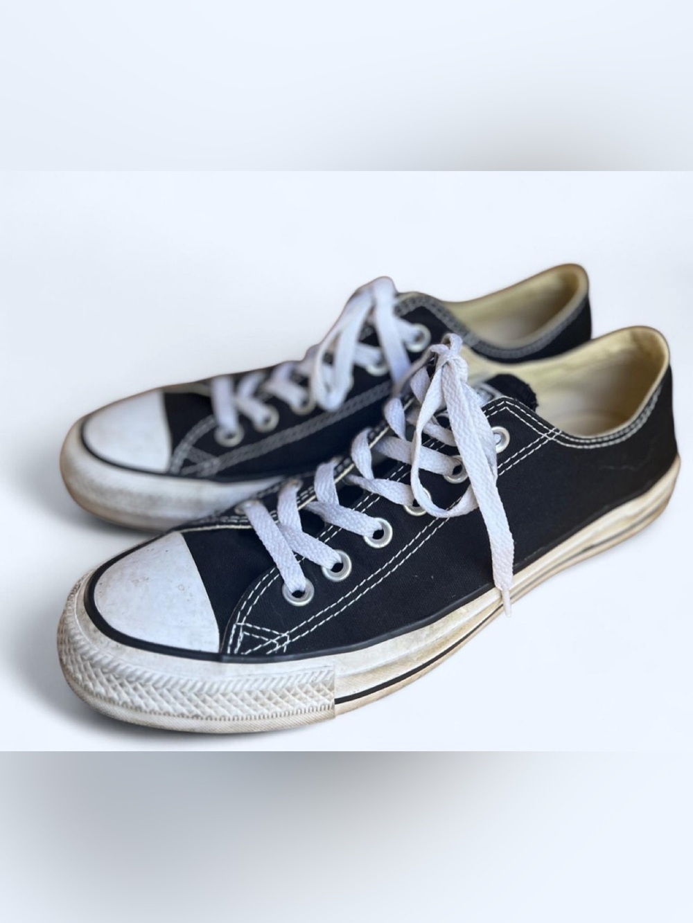 Converse Low-Top Canvas Sneakers in Black and White